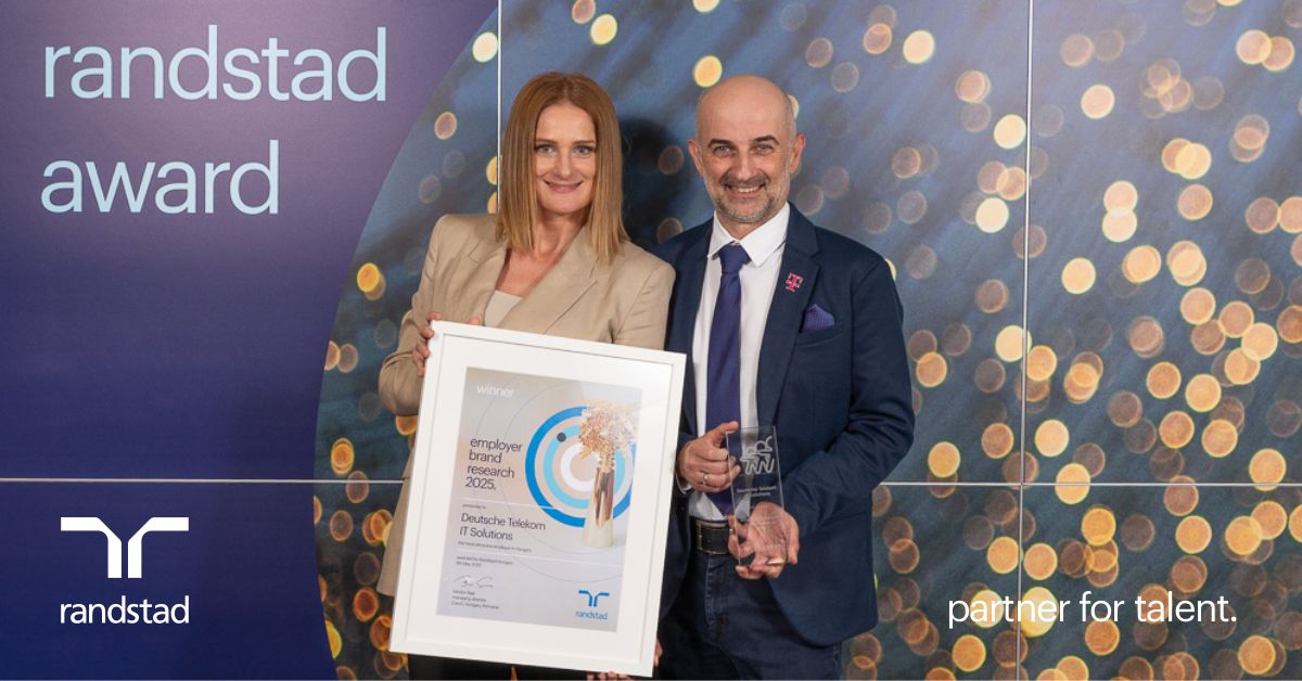 Randstad Award 2025 Belley Éva, HR igazgató | Kónya László, ügyvezető |a Deutsche Telekom IT Solutions